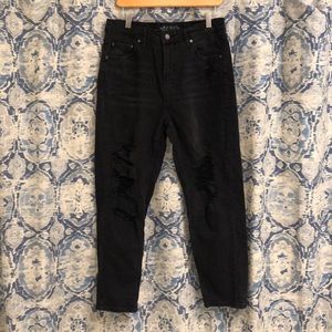 Distressed Black Mom Jeans